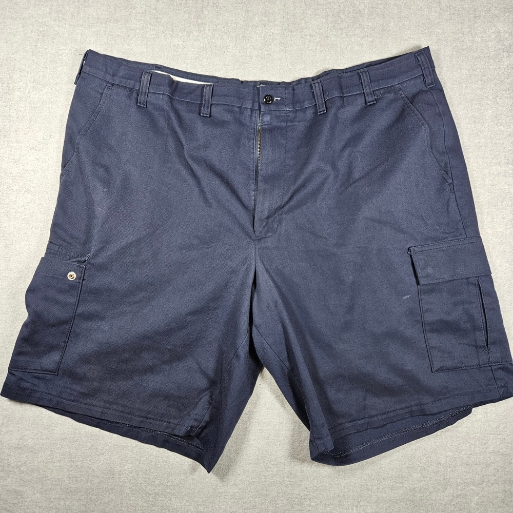 Aramark Authentic Mens Navy Blue Cargo Work Shorts Adjustec‎ Stretch 46R GP0730